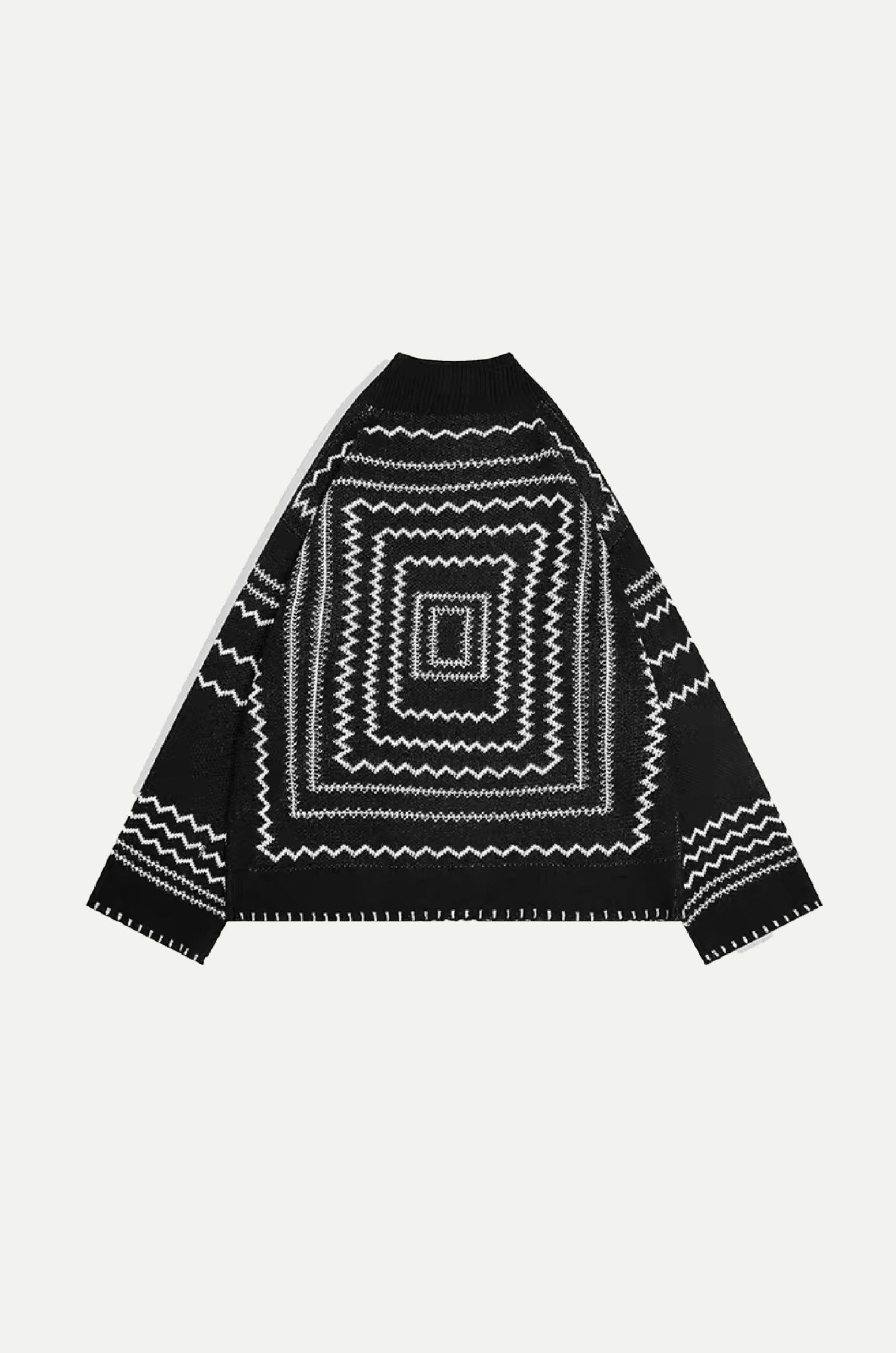 Relaxed-Fit Geometric Mock Turtleneck Sweater