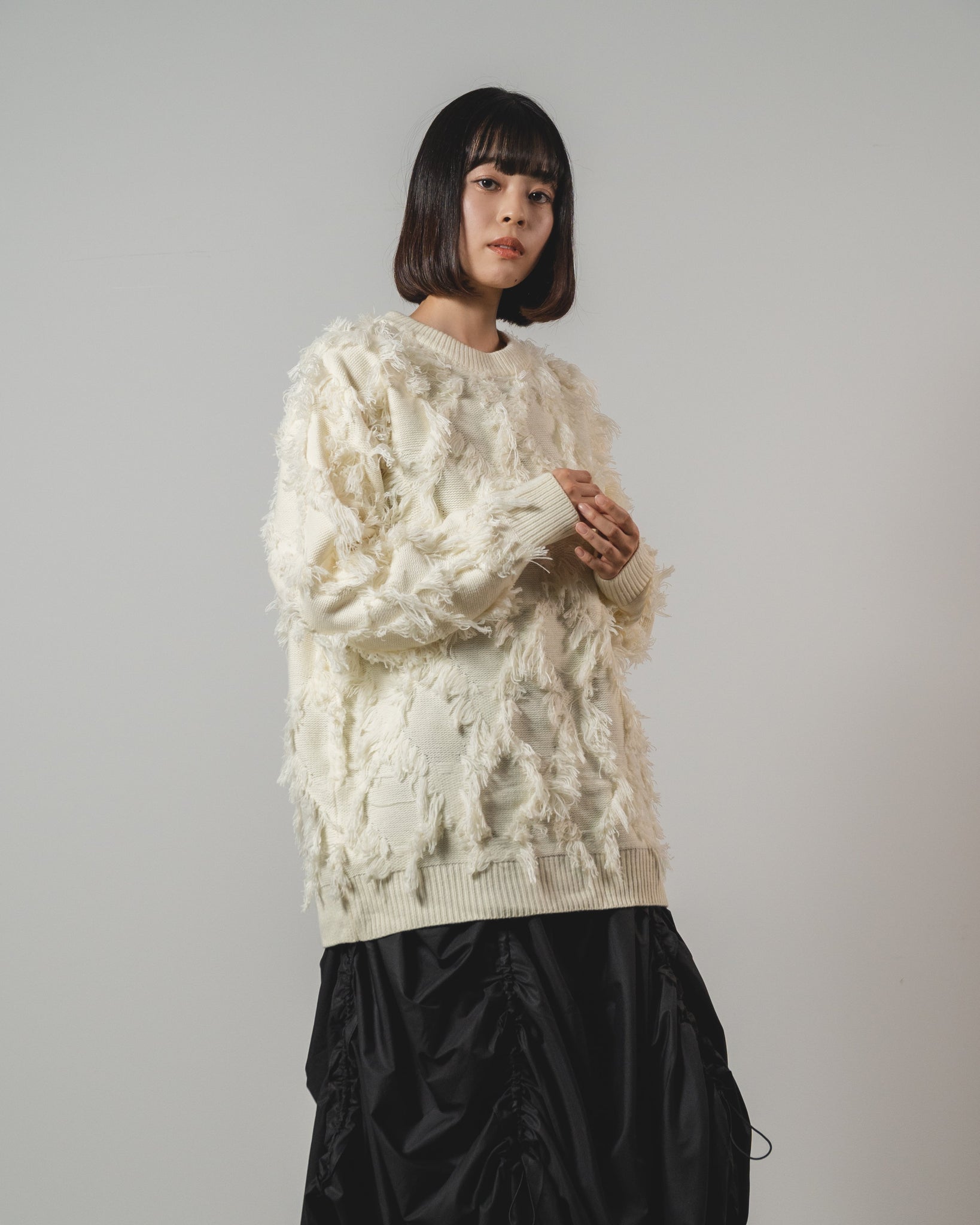 XLBLACKRelaxed Tassel Design Sweater XL/BLACK